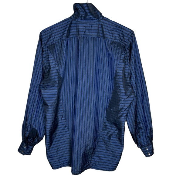 Vintage Escada 100% Silk Blue Stripe Blouse Size 38 US M - Picture 9 of 11